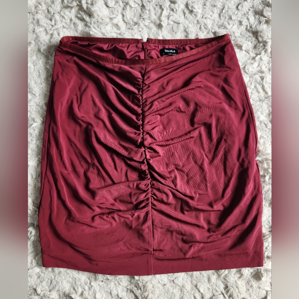 Aritzia Talula Cordovan Ruched Mini Skirt